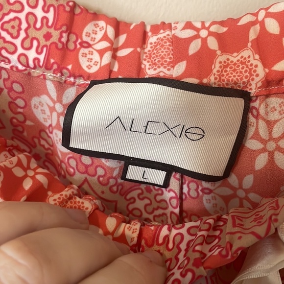 Alexis Orange Aggie Mosaic Paisley Print Flare Drawstring Pull-On Pants - Picture 2 of 7